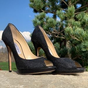 TIMELESS Black Open-toe Jimmy Choo Pumps